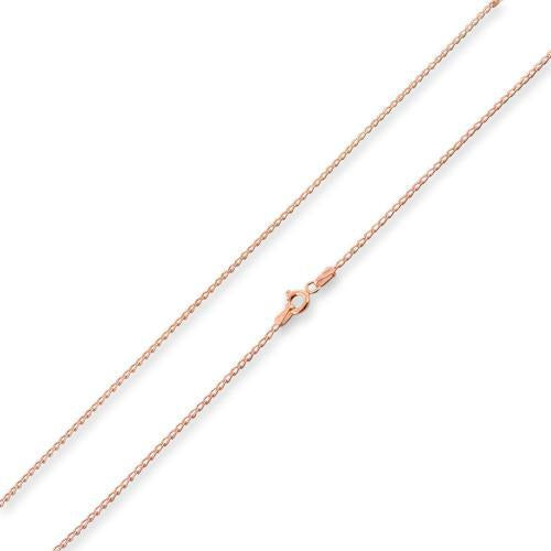 14k Rose Gold Plated Sterling Silver Long Curb Chain 1.2mm