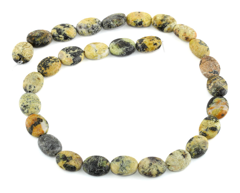 14x11MM Yellow Turtle Jasper Puffy Oval Gemstone Beads