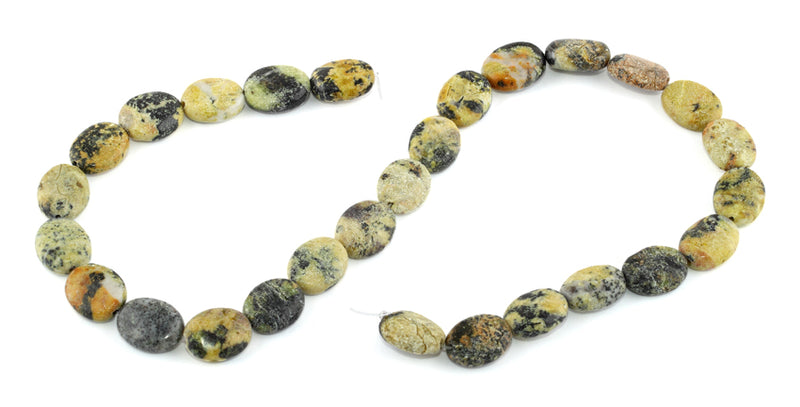 14x11MM Yellow Turtle Jasper Puffy Oval Gemstone Beads