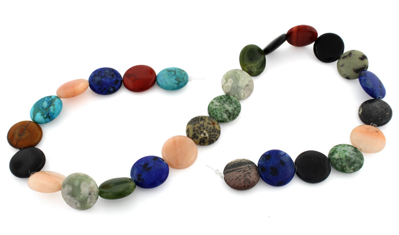 15mm Plain Disc Multi-stones Gem Stone Beads