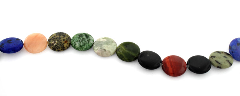 15mm Plain Disc Multi-stones Gem Stone Beads