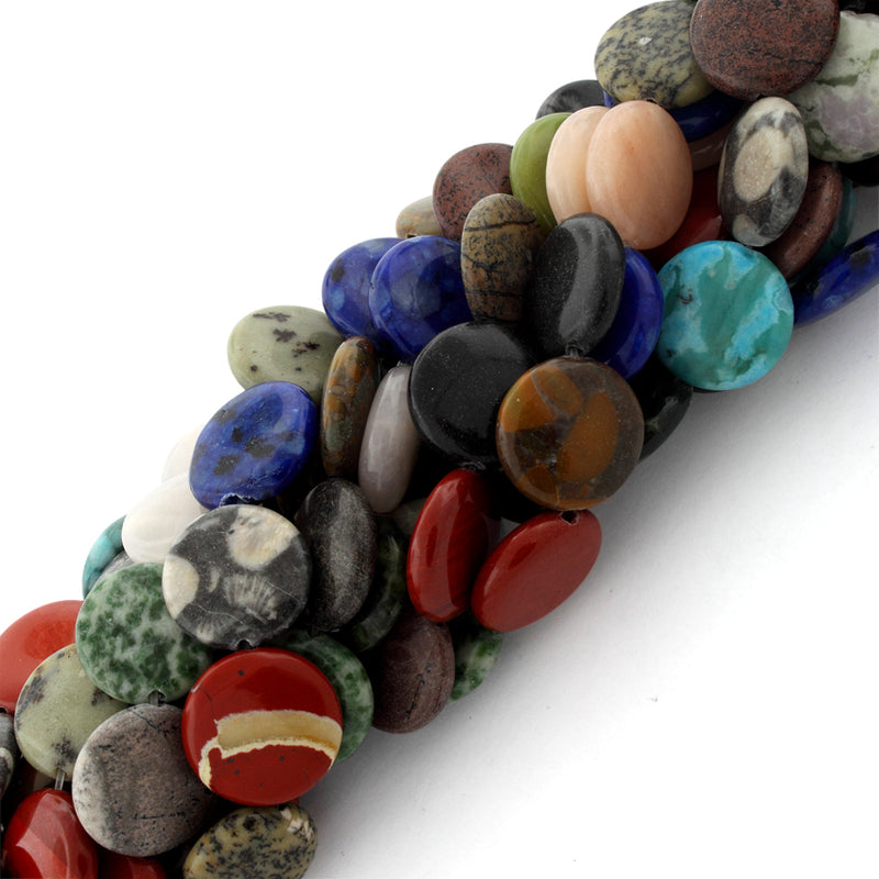 15mm Plain Disc Multi-stones Gem Stone Beads