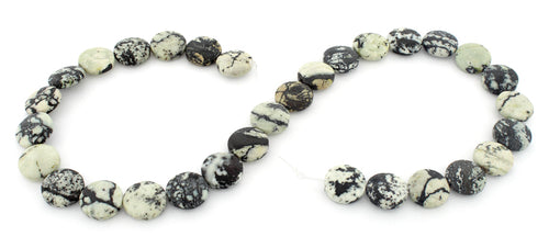 15mm Plain Disc White Turquoise Jasper Gem Stone Beads