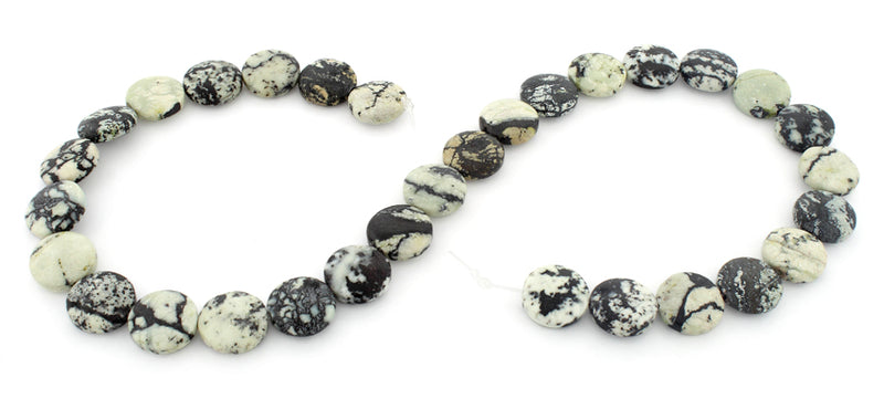 15mm Plain Disc White Turquoise Jasper Gem Stone Beads