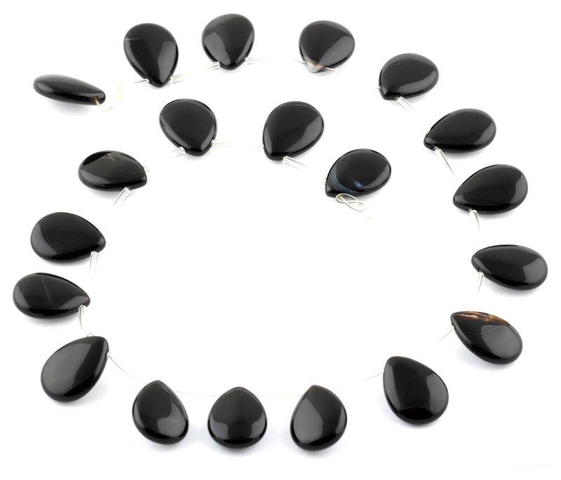 15x20MM Black Agate Drop Gemstone Beads