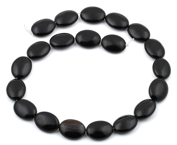 15x20MM Black Agate Oval Gemstone Beads