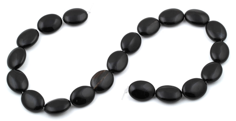 15x20MM Black Agate Oval Gemstone Beads