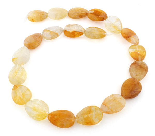 15x20mm Drop Yellow Quartz Gem Stone Beads