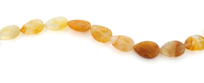 15x20mm Drop Yellow Quartz Gem Stone Beads