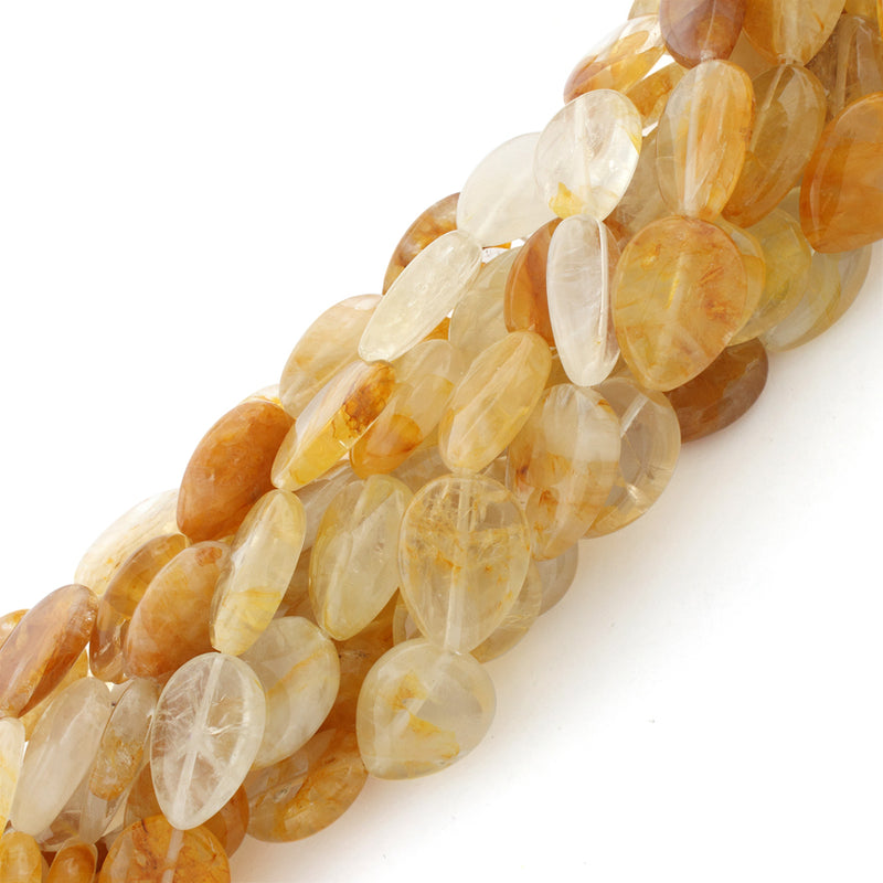 15x20mm Drop Yellow Quartz Gem Stone Beads