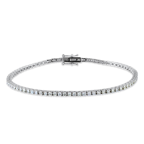 Solid 14k White Gold 2.0mm Diamond Bracelet