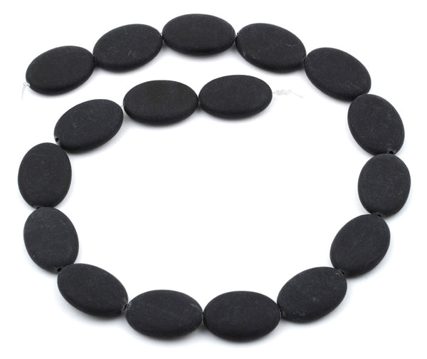 17x24MM Frosted Blackstone Oval Gemstone Beads
