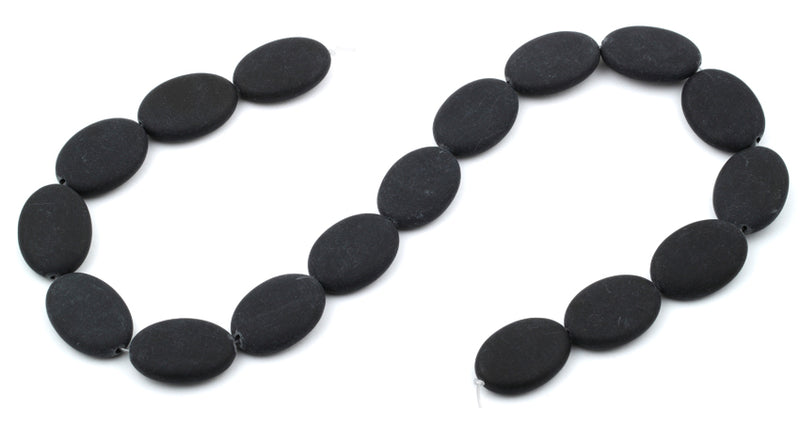 17x24MM Frosted Blackstone Oval Gemstone Beads