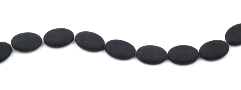 17x24MM Frosted Blackstone Oval Gemstone Beads