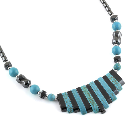 18" Elegant Turquoise & Hematite Necklace