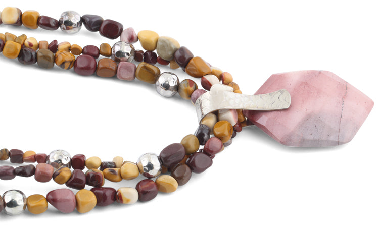 18" Sterling Silver and Mookaite Beads Necklace