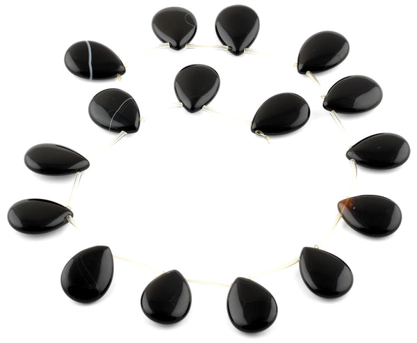 18x25MM Black Agate Drop Gemstone Beads