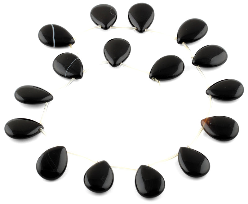 18x25MM Black Agate Drop Gemstone Beads