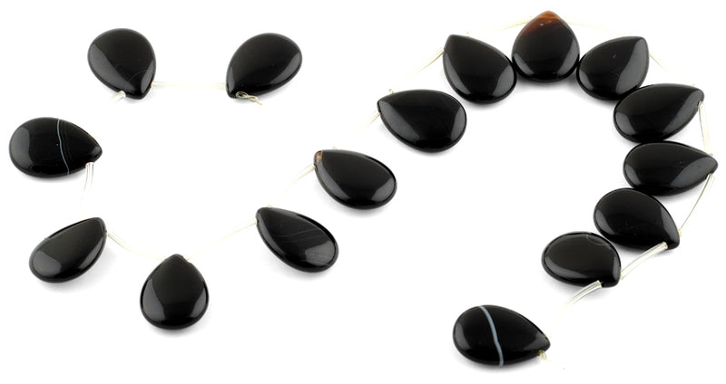 18x25MM Black Agate Drop Gemstone Beads