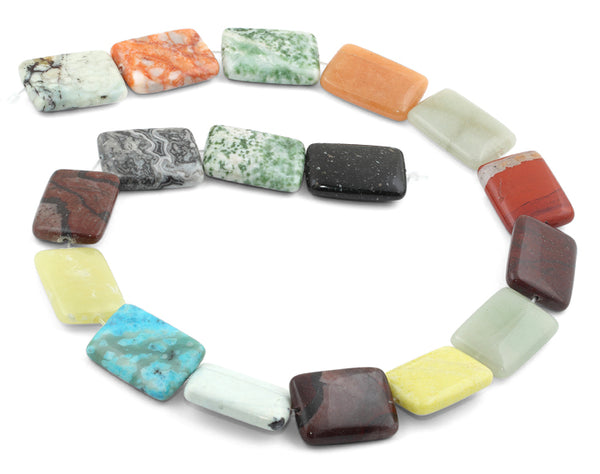 18x25mm Multi-Stones Puffy Rectangular Beads