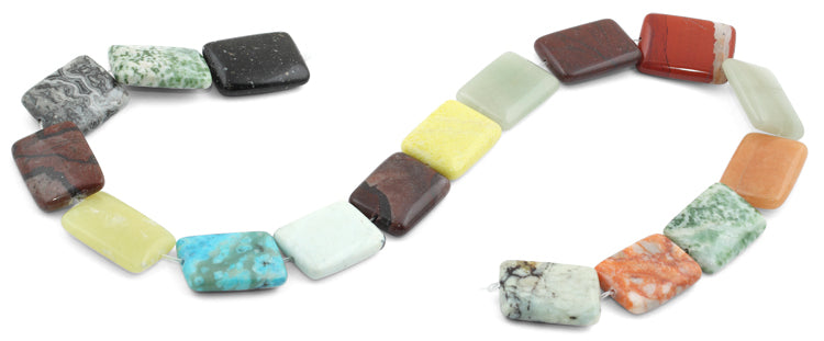 18x25mm Multi-Stones Puffy Rectangular Beads