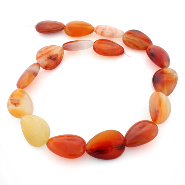 18x25mm Pear Natural Carnelian Gem Stone Beads