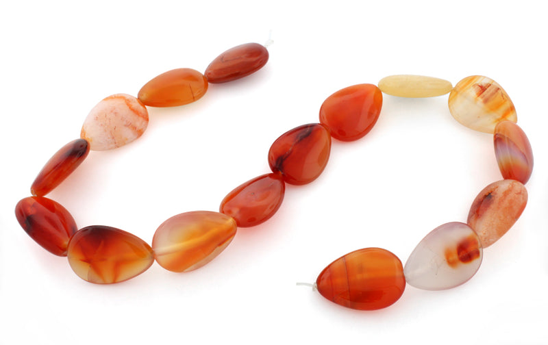 18x25mm Pear Natural Carnelian Gem Stone Beads
