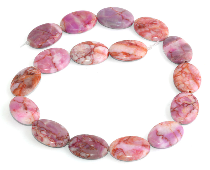 18x25MM Pink Matrix Oval Gemstone Beads