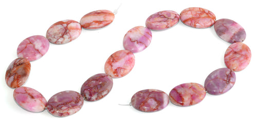 18x25MM Pink Matrix Oval Gemstone Beads