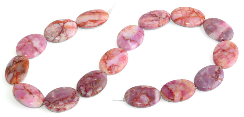 18x25MM Pink Matrix Oval Gemstone Beads
