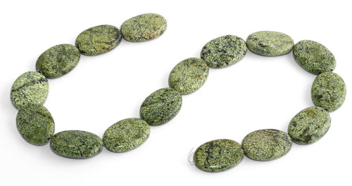 18x25MM Russian Serpentine Jade Puffy Oval Gemstone Beads