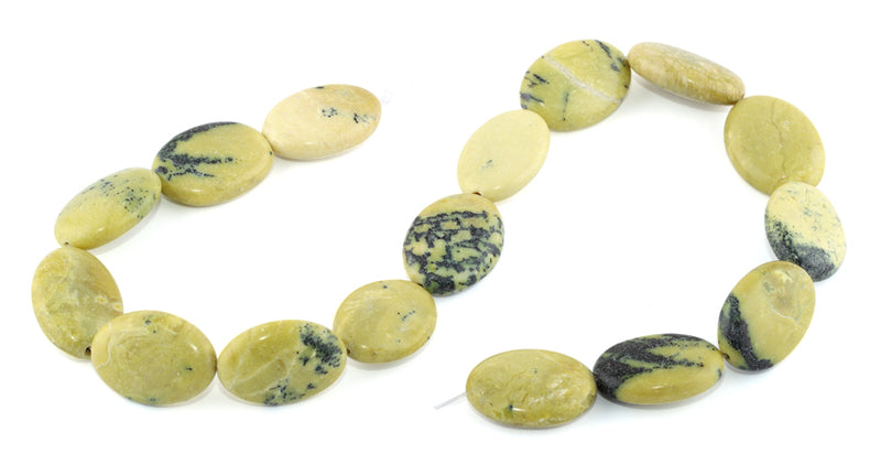 18x25MM Yellow Turtle Jasper Puffy Oval Gemstone Beads