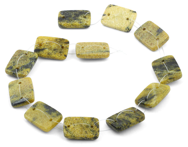 18x25mm Yellow Turtle Jasper Rectangular Beads