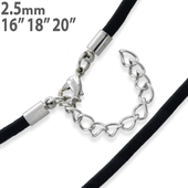 2.5mm Black Leather Cord w/ Adjustable Clasp