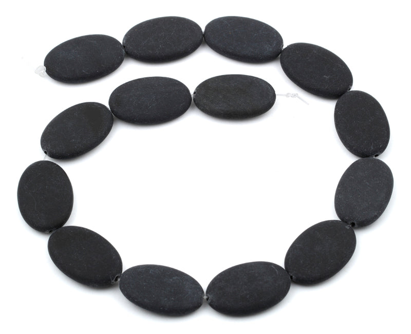 20x30MM Frosted Blackstone Oval Gemstone Beads