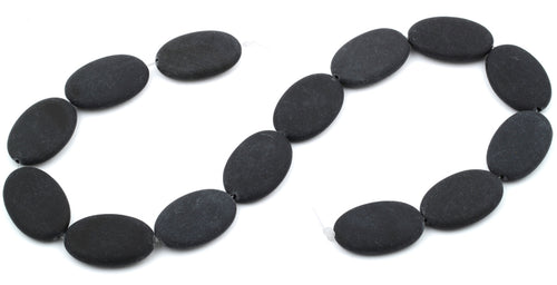 20x30MM Frosted Blackstone Oval Gemstone Beads