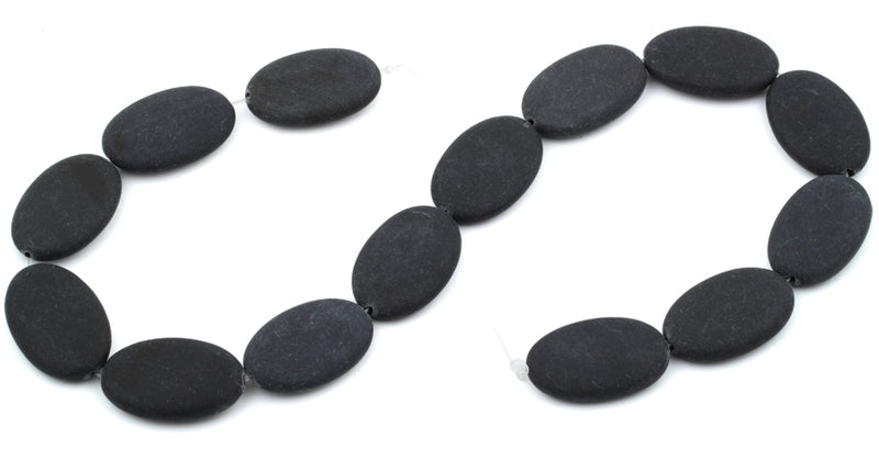 20x30MM Frosted Blackstone Oval Gemstone Beads