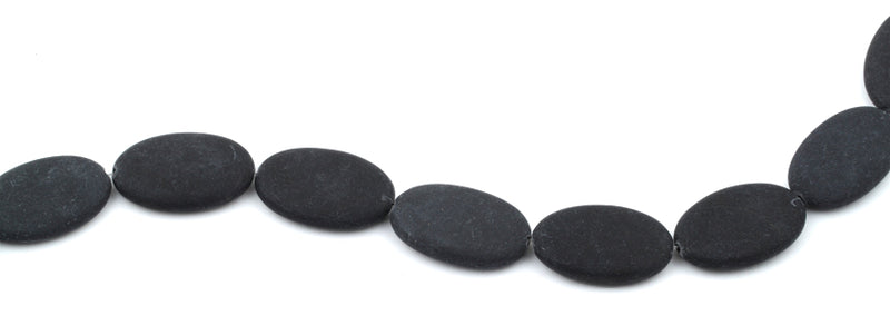 20x30MM Frosted Blackstone Oval Gemstone Beads