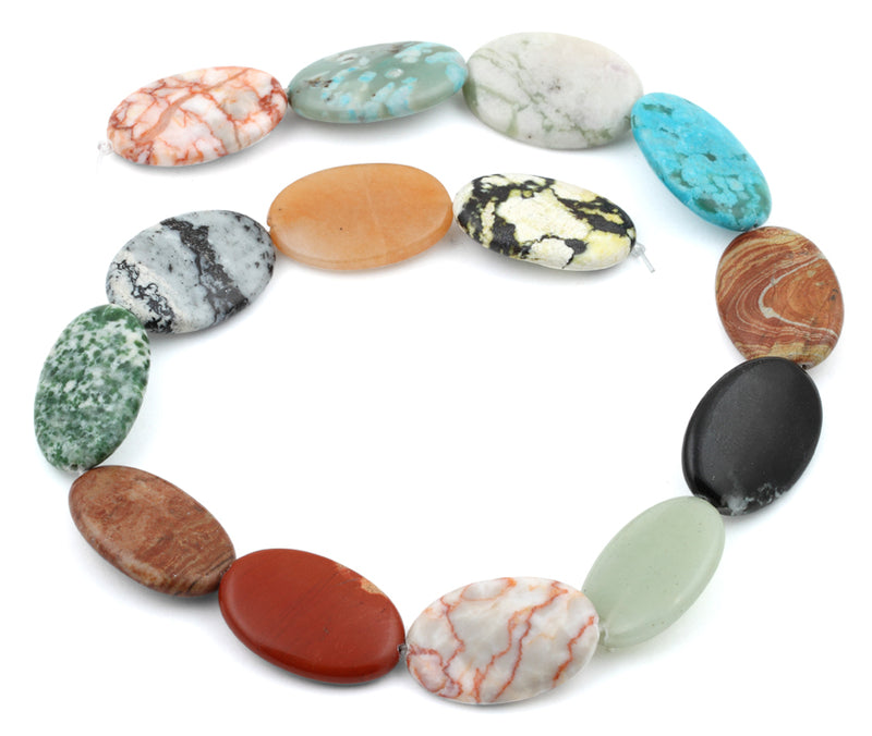 20x30MM Multi-stones Puffy Oval Gemstone Beads