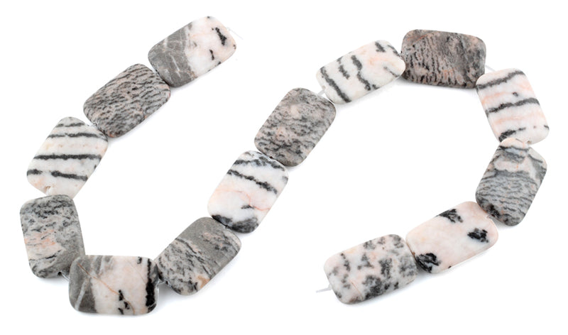 20x30MM Pink Zebra Jasper Rectangular Gemstone Beads