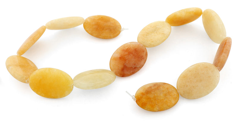 22x30mm Oval Yellow Jade Gem Stone Beads