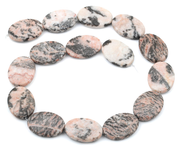 22x30MM Pink Zebra Jasper Oval Gemstone Beads