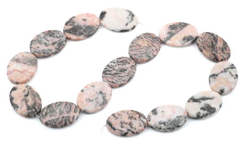 22x30MM Pink Zebra Jasper Oval Gemstone Beads