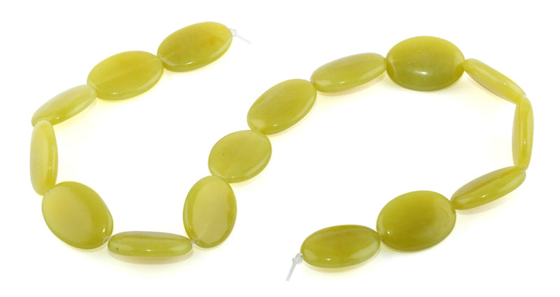 25x18MM Olive Jade Puffy Oval Gemstone Beads