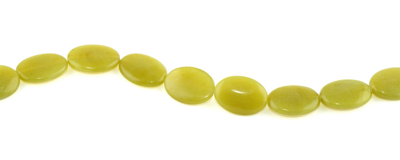 25x18MM Olive Jade Puffy Oval Gemstone Beads