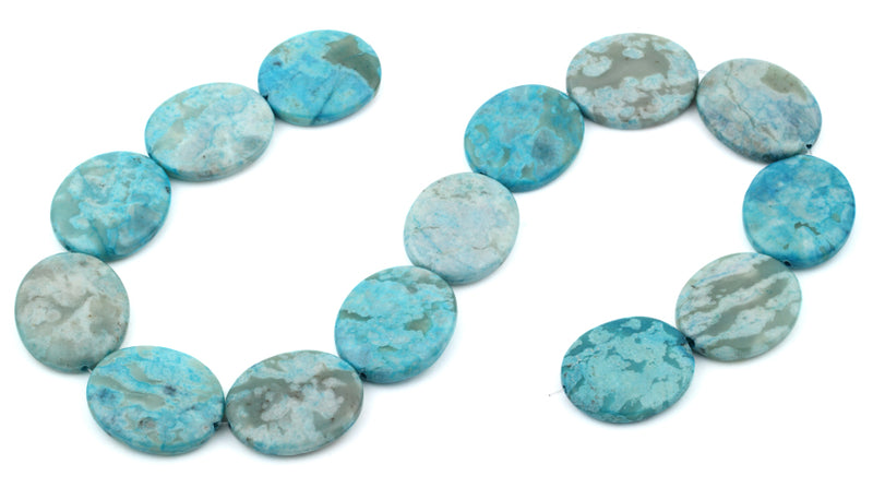 25x30MM Dyed Turquoise Jasper Oval Gemstone Beads