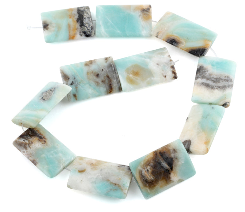 25x35MM Black Gold Amazonite Rectangular Gemstone Beads
