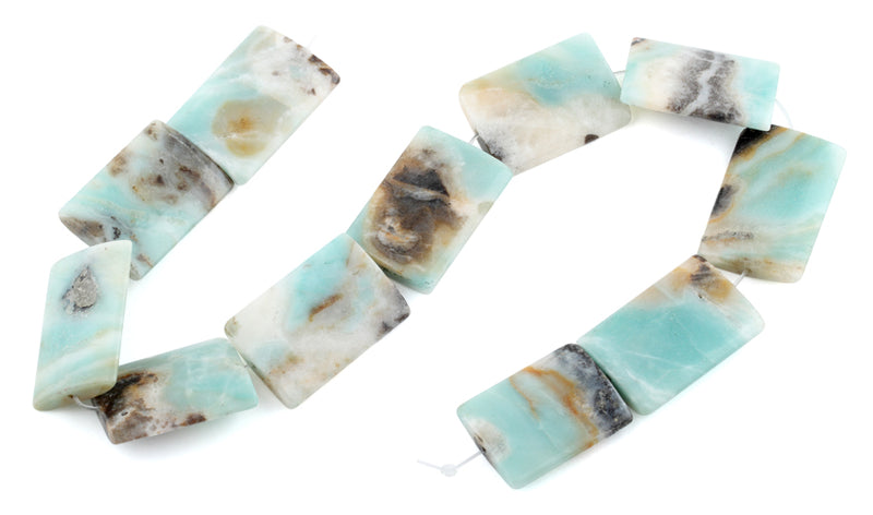 25x35MM Black Gold Amazonite Rectangular Gemstone Beads