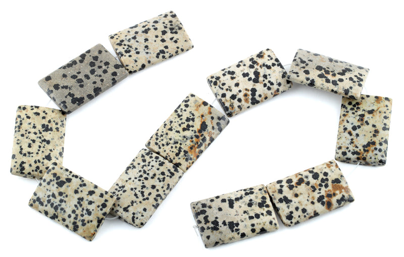 25x35MM Dalmatian Jasper Puffy Rectangular Gemstone Beads