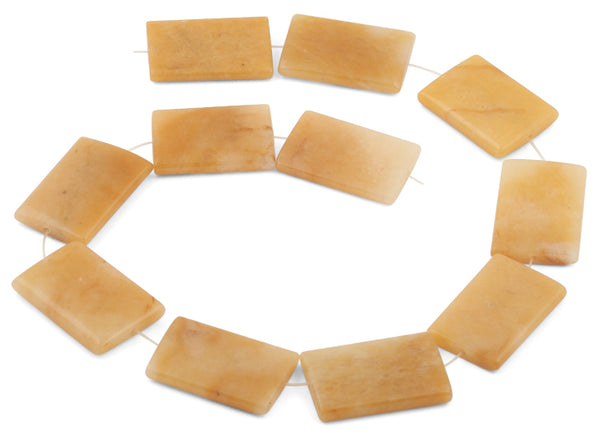 25x35mm Yellow Jade Rectangular Beads